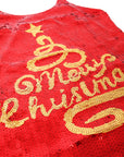 Adult Christmas Sequin Singlet (Gold Merry Christmas)