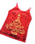 Adult Christmas Sequin Singlet (Gold Merry Christmas)
