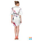 Ladies White Peacock Satin Robe & Nightie Set