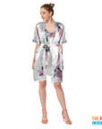 Ladies White Peacock Satin Robe & Nightie Set