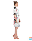 Ladies White Peacock Satin Robe & Nightie Set