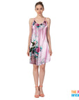 Ladies Light Pink Peacock Satin Robe & Nightie Set