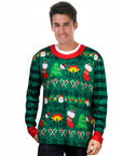 Adult Green Ugly Christmas Sweater Print Top