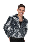 Adult Deluxe 70s Tiger Print Shirt (Silver)