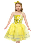 Children's Metallic Princess Dress (Yellow)