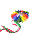 Rainbow Flower Crown Headband with Ribbon