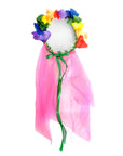 Rainbow Flower Crown Headband with Veil