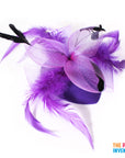 Purple Fascinator Hair Clip with Feathers