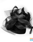 Black Fascinator Hair Clip with Feathers