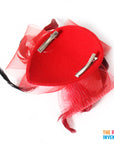 Red Fascinator Hair Clip with Feathers