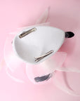 White Fascinator Hair Clip with Feathers