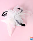 White Fascinator Hair Clip with Feathers