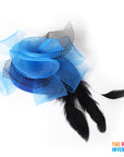 Blue Fascinator Hair Clip with Netting