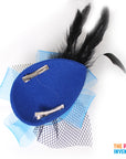Blue Fascinator Hair Clip with Netting