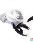 White Fascinator Hair Clip with Netting