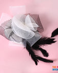 White Fascinator Hair Clip with Netting