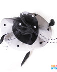 Black Fascinator Hair Clip with Gems