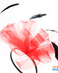 Red Fascinator Headband with Feathers