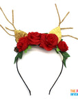 Christmas Reindeer & Roses Headband
