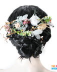 Deluxe Flower Hair Piece with Dragonfly