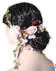 Pink Floral and Vine Hairpiece