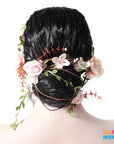 Pink Floral and Vine Hairpiece