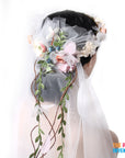 Deluxe Flower Crown with Veil and Fruits