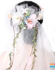 Deluxe Flower Crown with Veil and Fruits