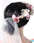 Deluxe Pink Purple Flower Crown with Veil