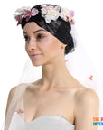 Deluxe Pink Purple Flower Crown with Veil
