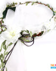 Deluxe White Flower Crown with Veil