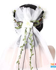 Deluxe White Flower Crown with Veil