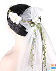 Deluxe White Flower Crown with Veil