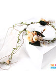 Deluxe Peach Flower Crown with Veil