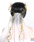 Deluxe Peach Flower Crown with Veil