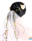 Deluxe Peach Flower Crown with Veil