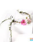 Deluxe Pink Flower Crown with Veil