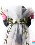 Deluxe Pink Flower Crown with Veil