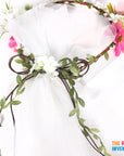Deluxe Pink Flower Crown with Veil