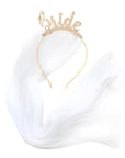 Glitter Bride Headband with Veil (Gold)