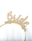 Glitter Bride Headband with Veil (Gold)