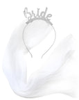 Glitter Bride Headband with Veil (Silver)