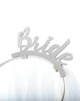 Glitter Bride Headband with Veil (Silver)