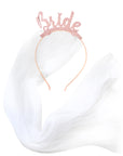 Glitter Bride Headband with Veil (Rose Gold)