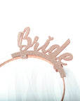 Glitter Bride Headband with Veil (Rose Gold)