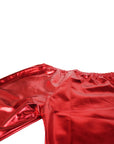 Red Metallic Long Shorts