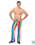 Adult Rainbow Stripe Flare Pants