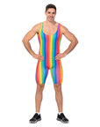 Adult Mens Rainbow Stripe Unitard (Short)