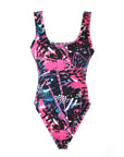 Neon Pink Grid 80s Pattern Leotard