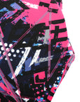 Neon Pink Grid 80s Pattern Leotard